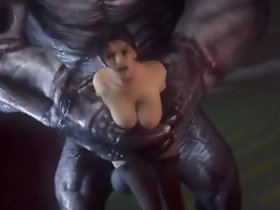 3D Monsters making out Kunoichi