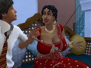 Desi Telugu丰满的纱丽阿姨Lakshmi被一个年轻人 - 第1卷，第1部分 - 邪恶的异想天开 - 带有英文字幕